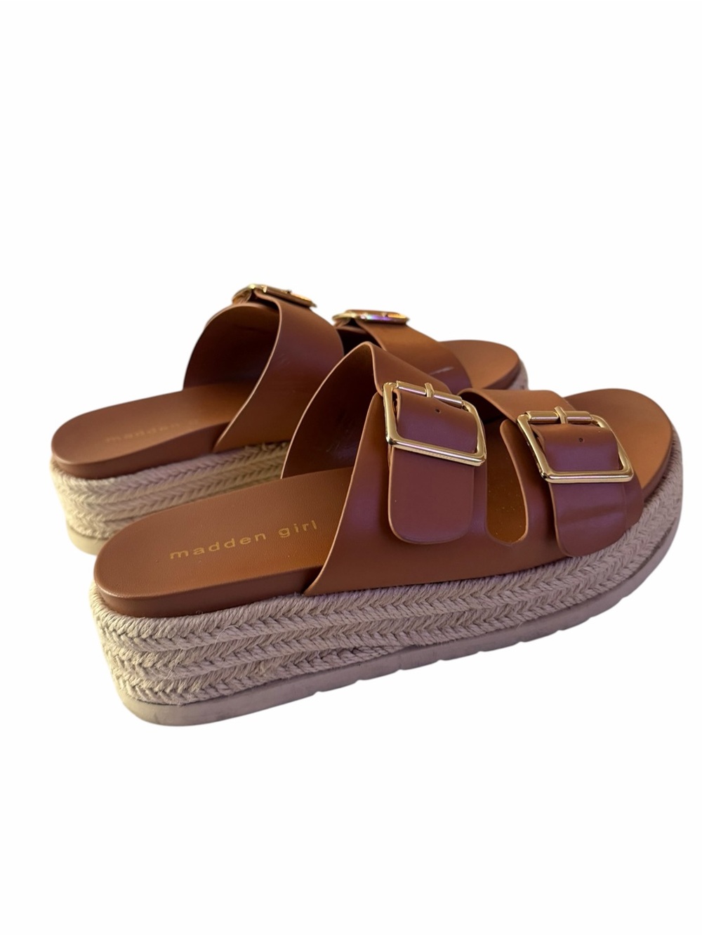 Madden Girl Women's Platform Espadrille Buckle Sandal cognac/brown Size 8